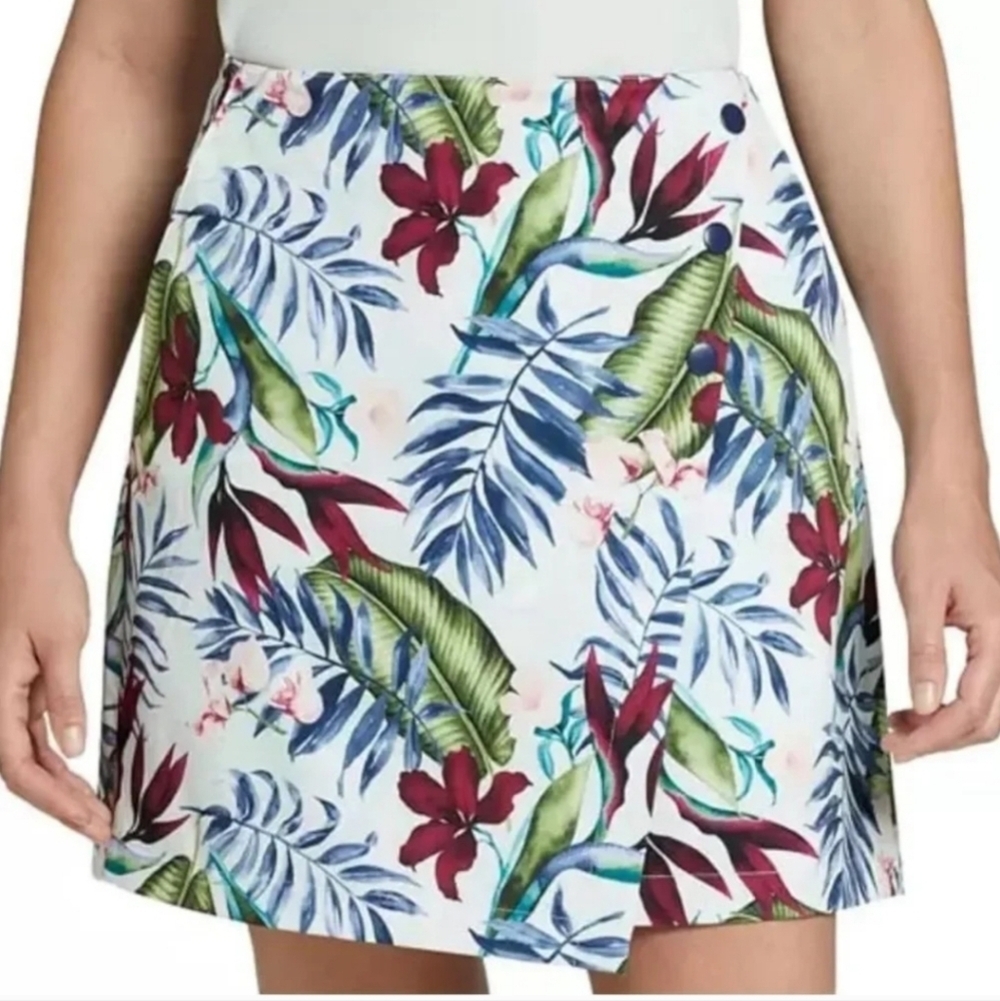 Lady Hagen Floral Print Overlap Snap Skort Multicolor  4